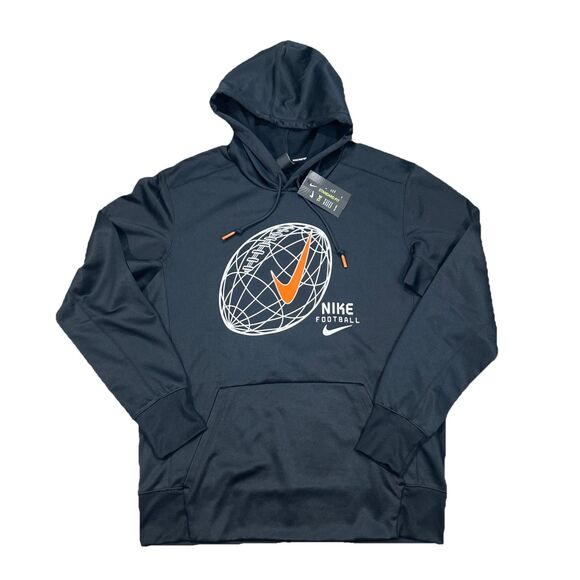 NWT Nike Football Black Therma Fit Pullover Hoodie Mens Large - Picture 1 of 5